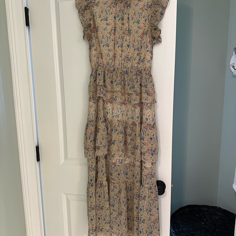 Floral Ruffle Sleeve Maxi Dress